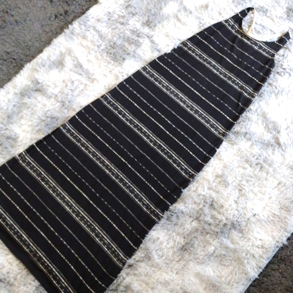 Full length lace details Racer back striped dress